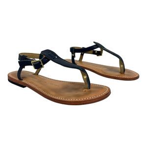 Southern Polished Blue T-Strap Thong Ankle Strap Made In USA Sandals Size 8